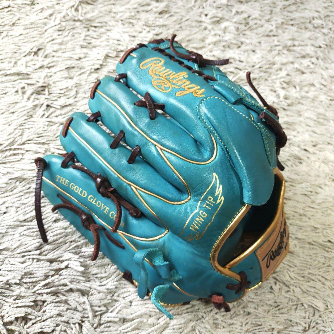【良品・ターコイズ】Rawlings ローリングス 軟式野球　グローブ　投手用