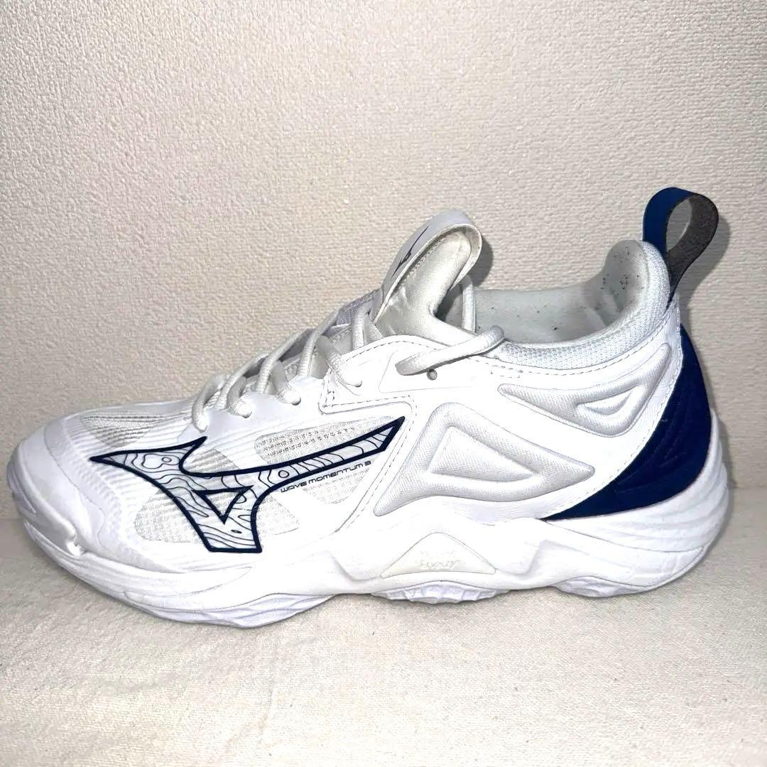 ウェーブモーメンタム3 Mizuno バレーボールシューズ ホワイト/ネイビー