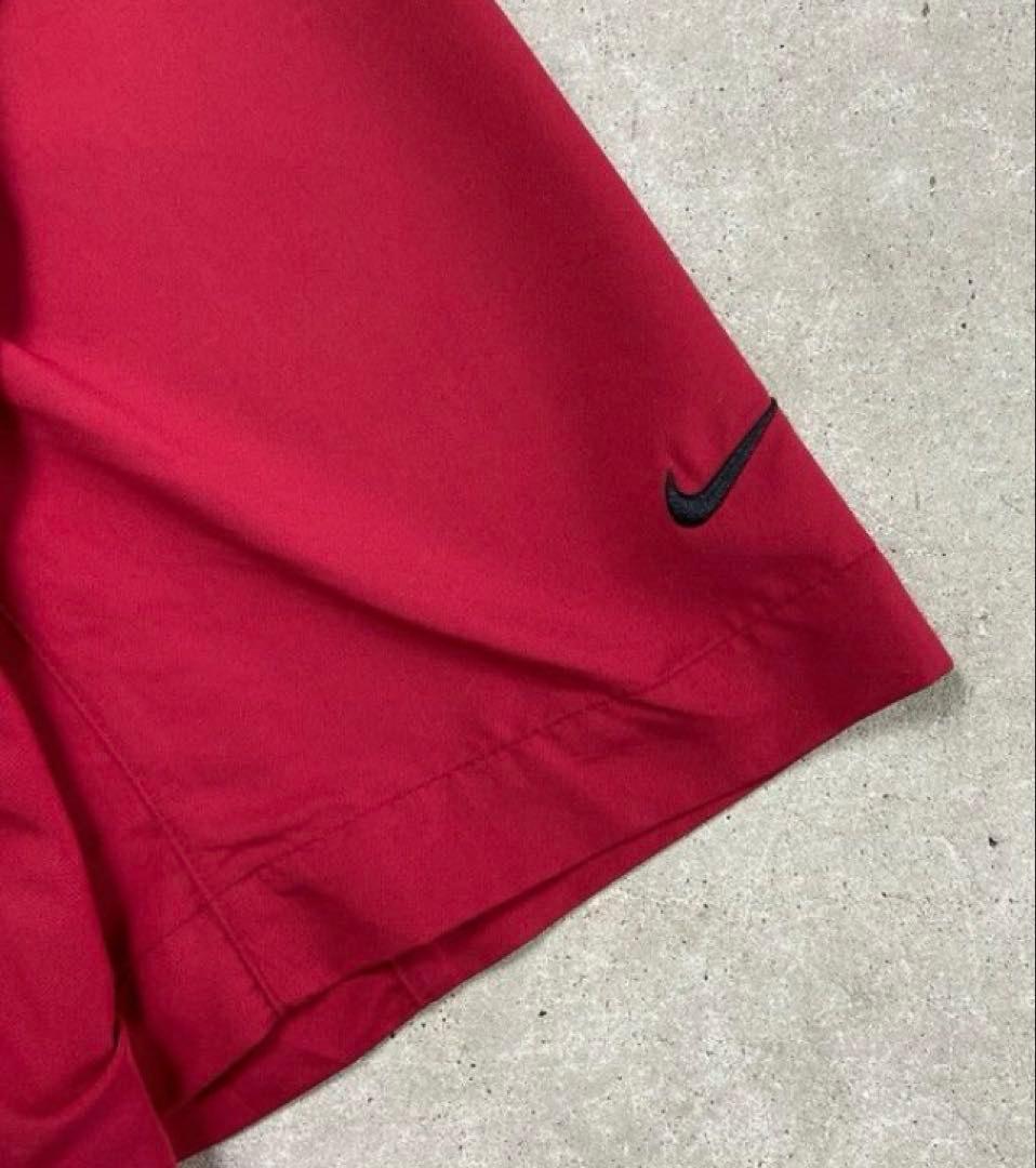 00s NIKEプルオーバー半袖マット系ワインレッドピステ　ジャケットXLサイズ
