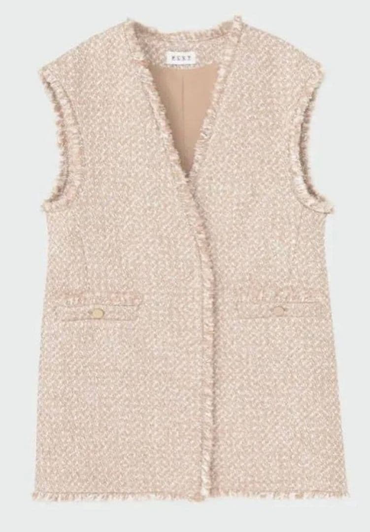 【美品】PLST ベージュ ツイード ベスト　プラステ　ジレ