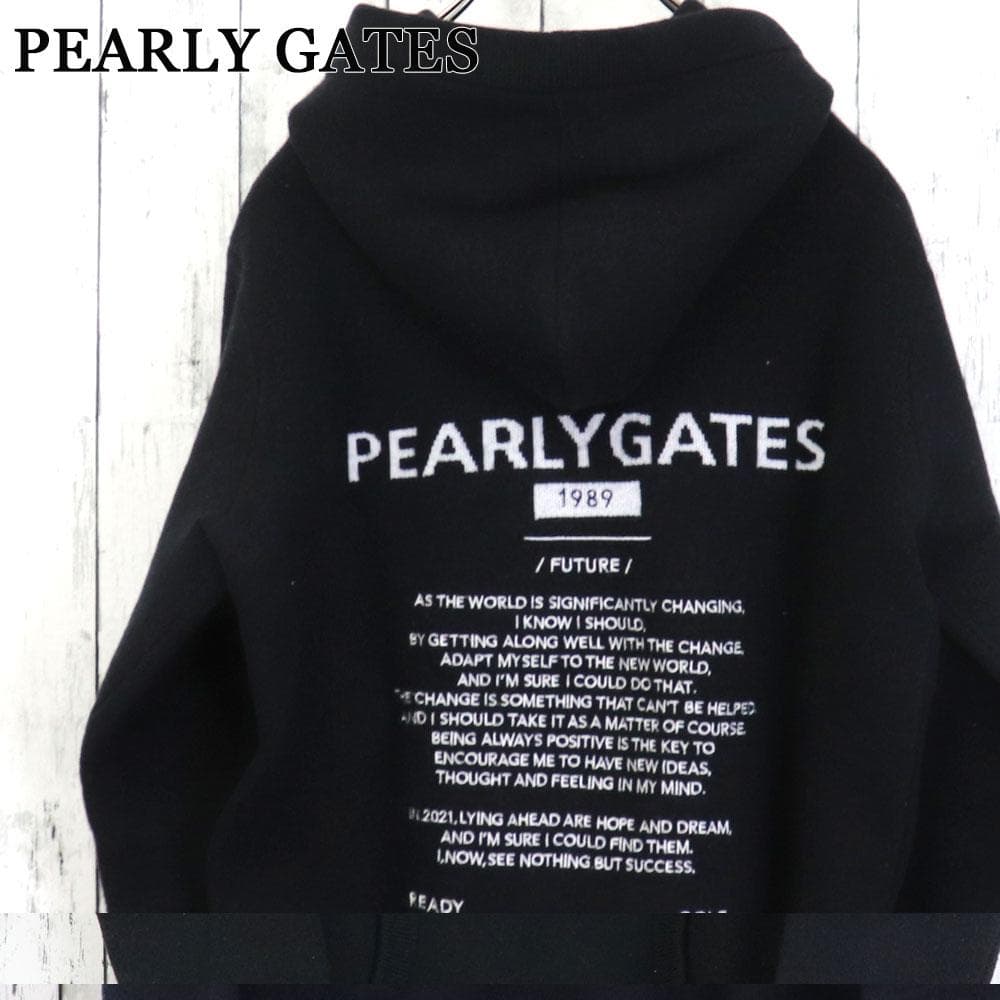 PEARLYGATES　パーリーゲイツ　背中ロゴ　刺繍　肉厚ウールニットパーカー