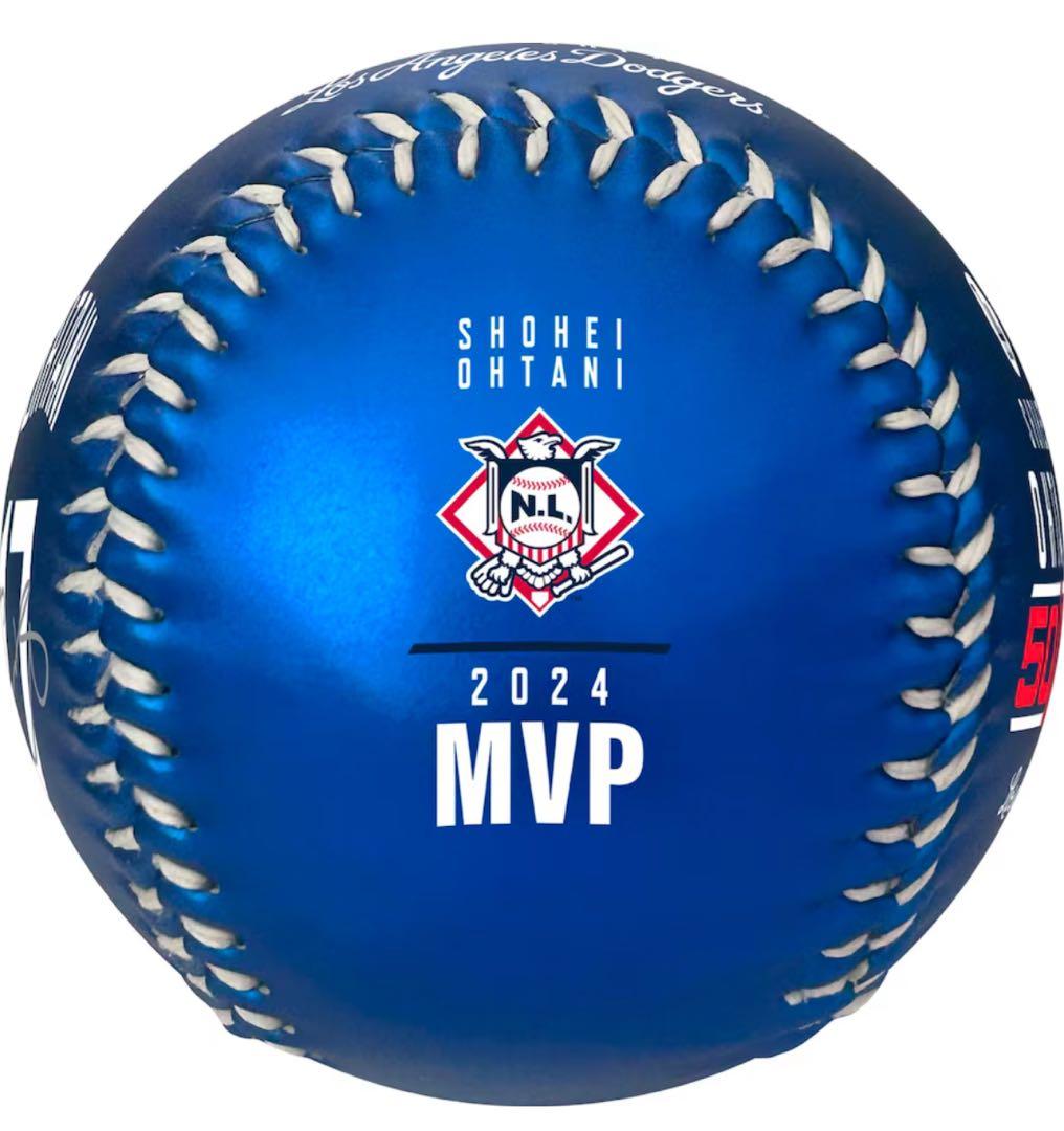 【新品】ドジャース大谷2024 50/50 MVP WS優勝記念ボール　ブルー