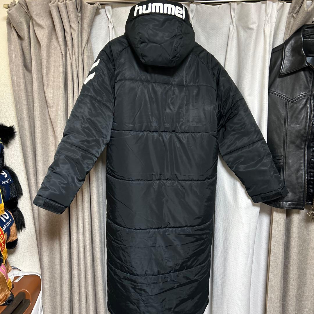 hummel フード付きブラックベンチコート