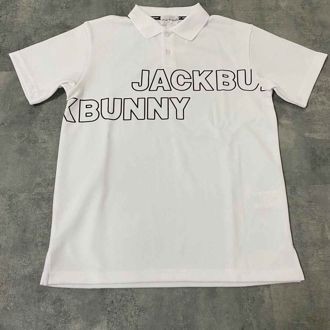 【新品】ジャックバニー 半袖ポロシャツ　英字　ホワイト　Lサイズ（5）