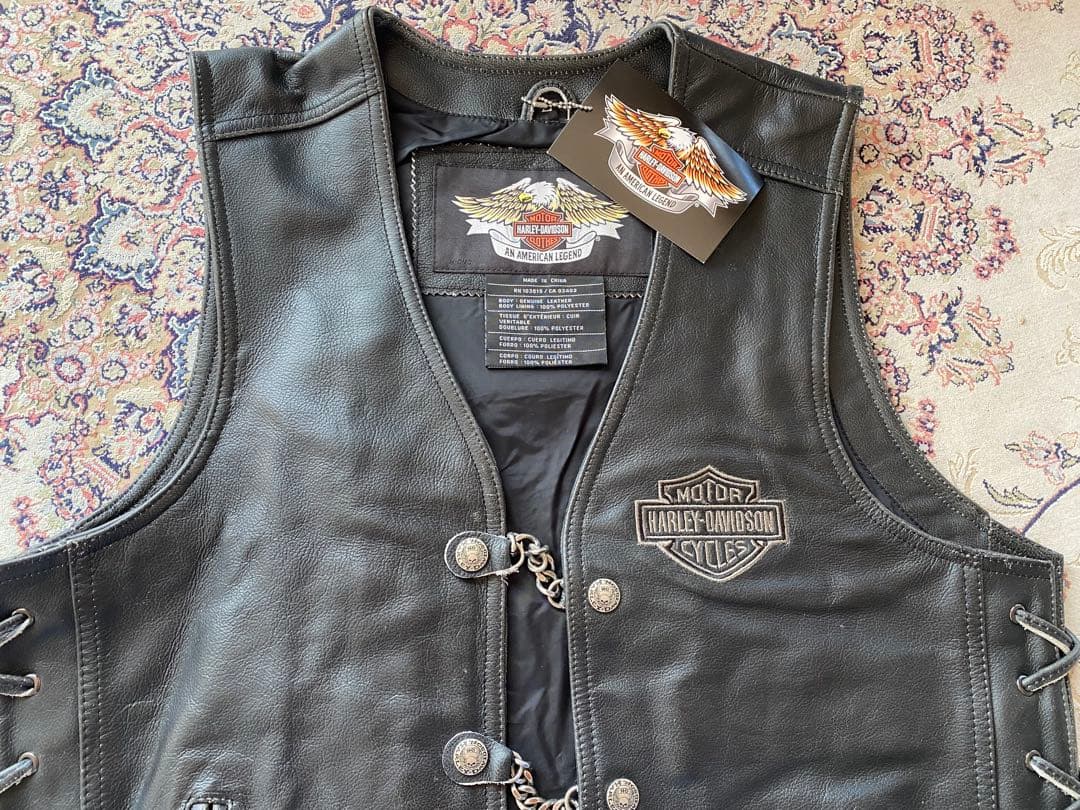 新品未使用Harley-Davidsonレザーベスト スカルベスト 現品限り特価