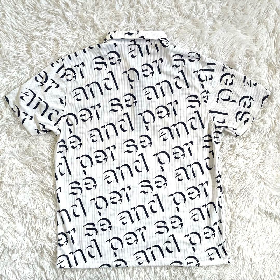 新品 未使用 アンパスィ ポロシャツ ストレッチ 総柄 ホワイト 速乾 XL