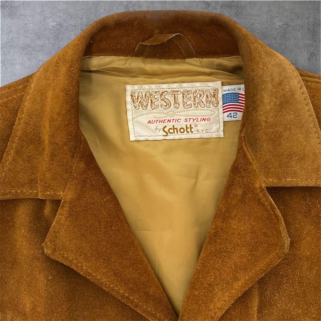 Schott WESTERN フリンジ スエードジャケット USA製 42 茶