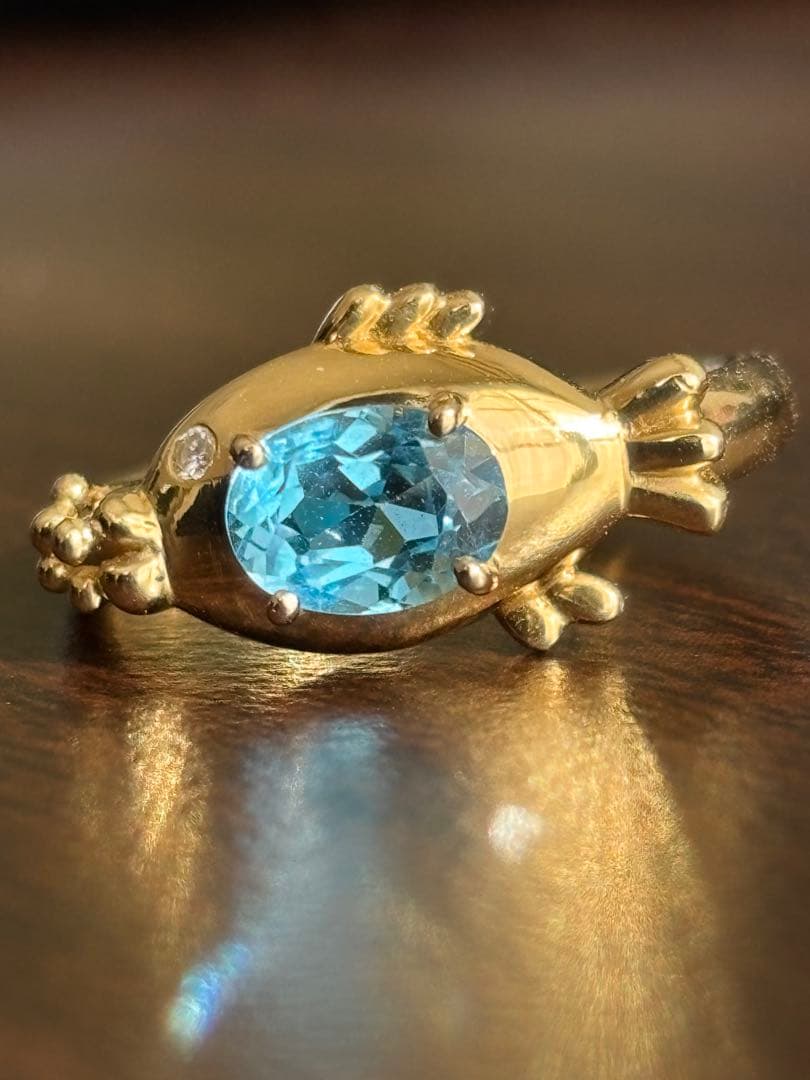 【極美品】marie jewelry ブルートパーズ　お魚　リング