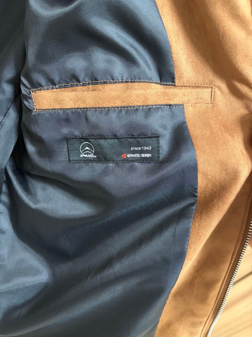 美品　フェイクスエード シングルライダースジャケット