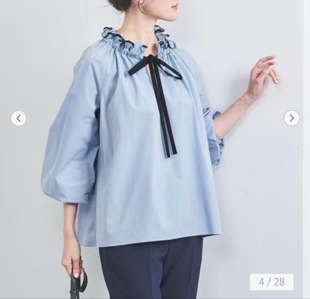 2024AW / UNITED ARROWS フリル バイカラーリボン ブラウス