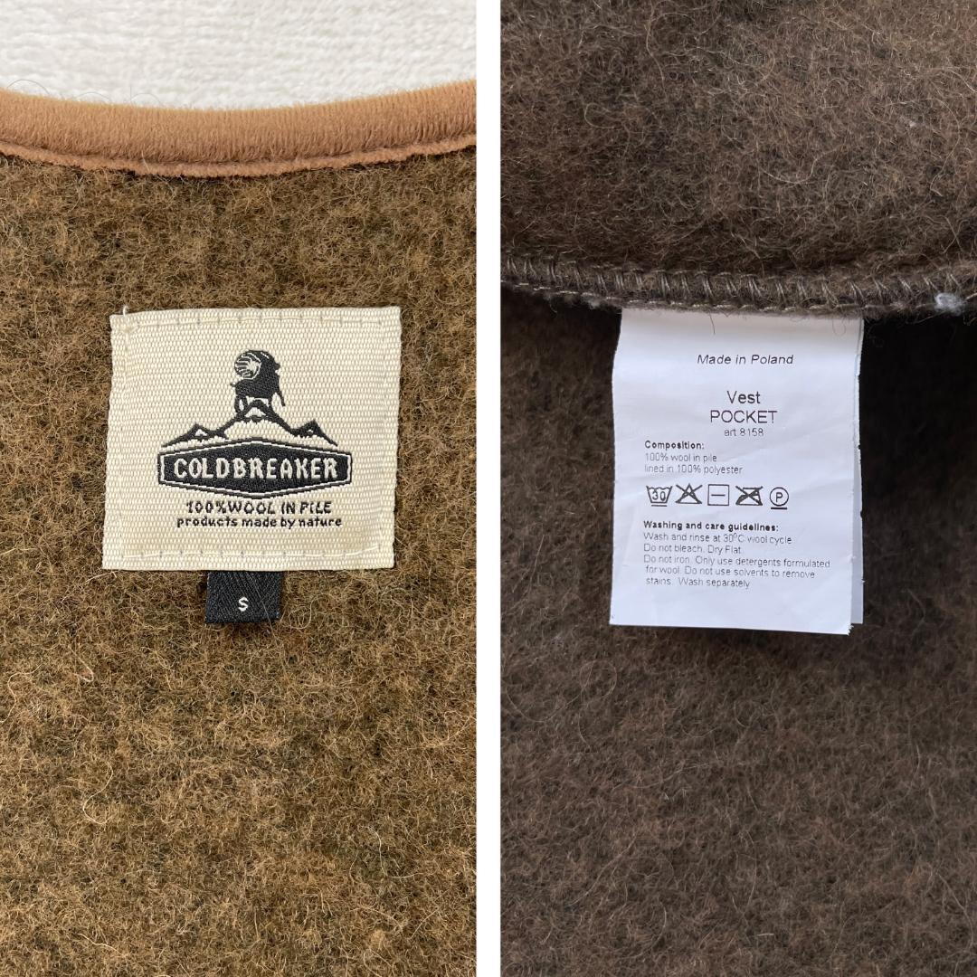 COLD BREAKER　VEST POCKET　ボアジップアップベスト　茶色