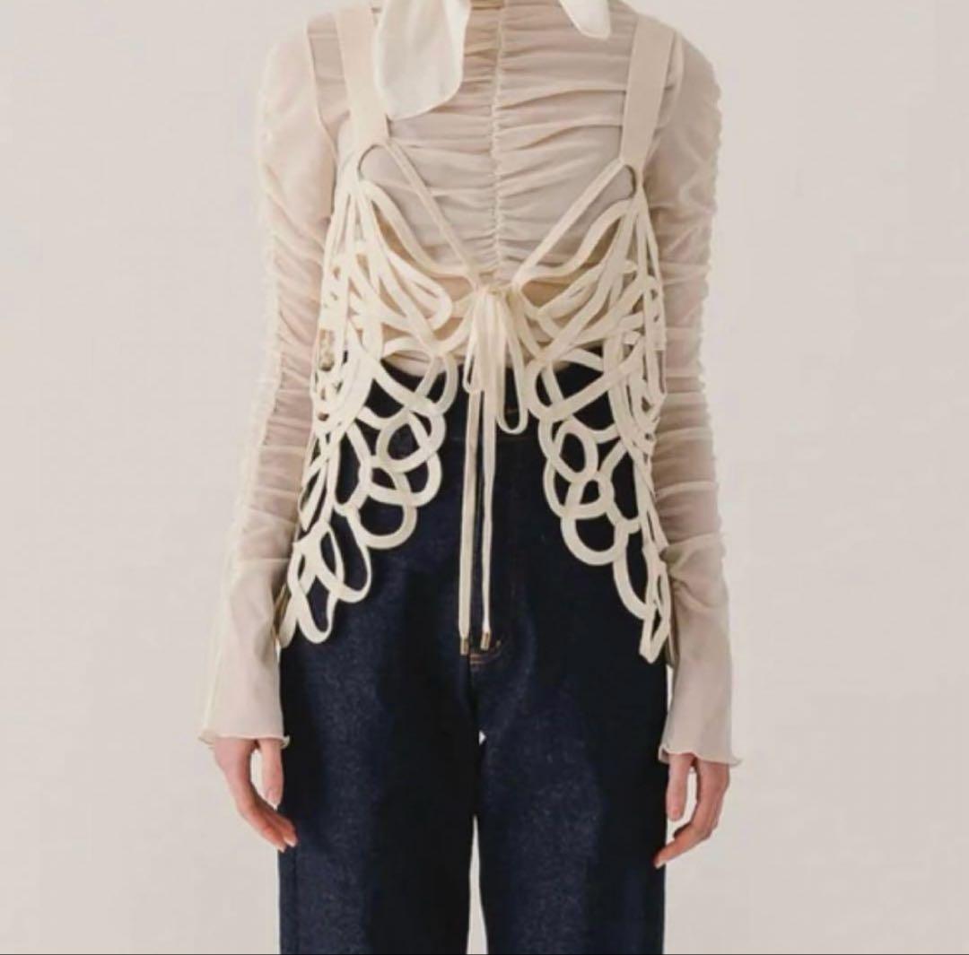 新品 Eaphi EMBROIDERY CORD VEST ivory