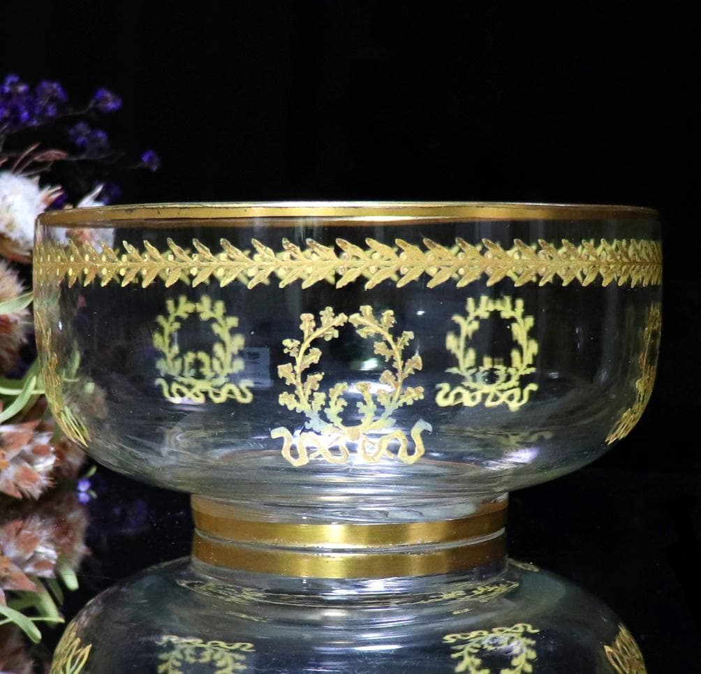 オールド・バカラ 1900年頃 金彩 大型鉢 ゴールド アンティーク ボウル