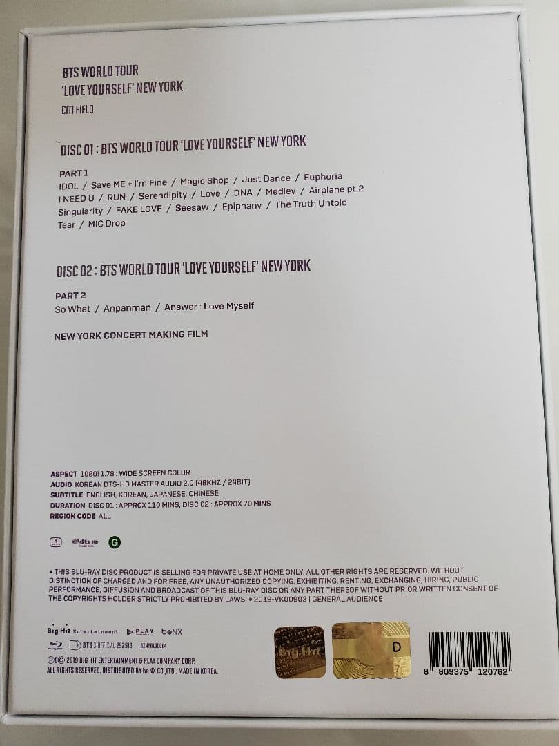 K-POP・アジア BTS Love Yourself New York Blu-ray