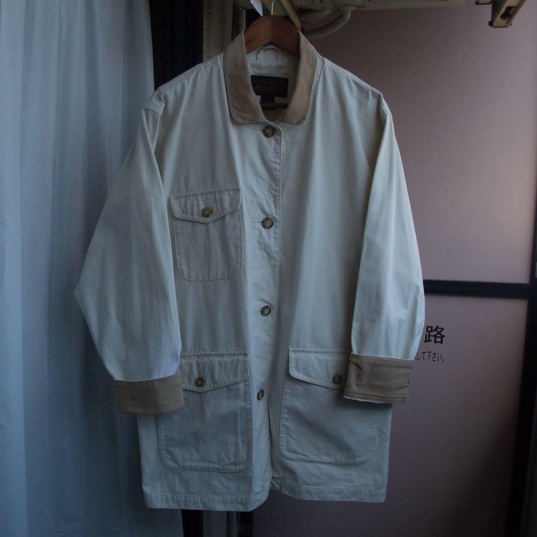 90s 黒タグ Eddie Bauer ハンティングジャケット M ホワイト