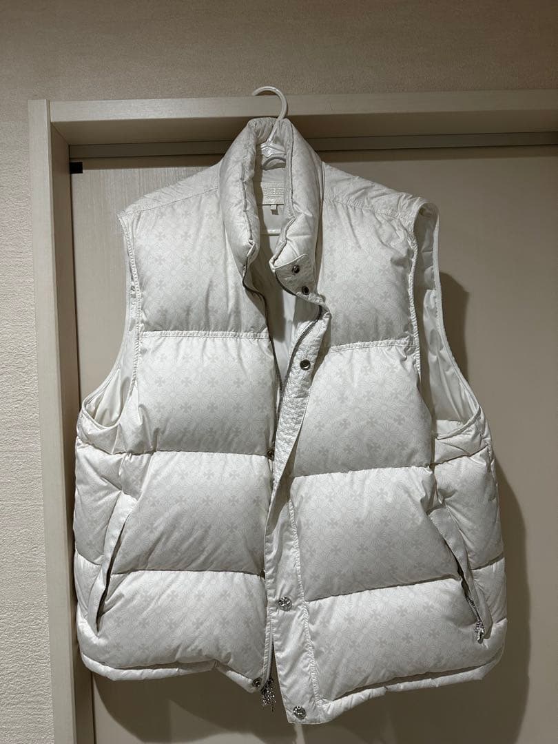 クロムハーツ STIFF VEST ダウン ベスト メンズ L ホワイト