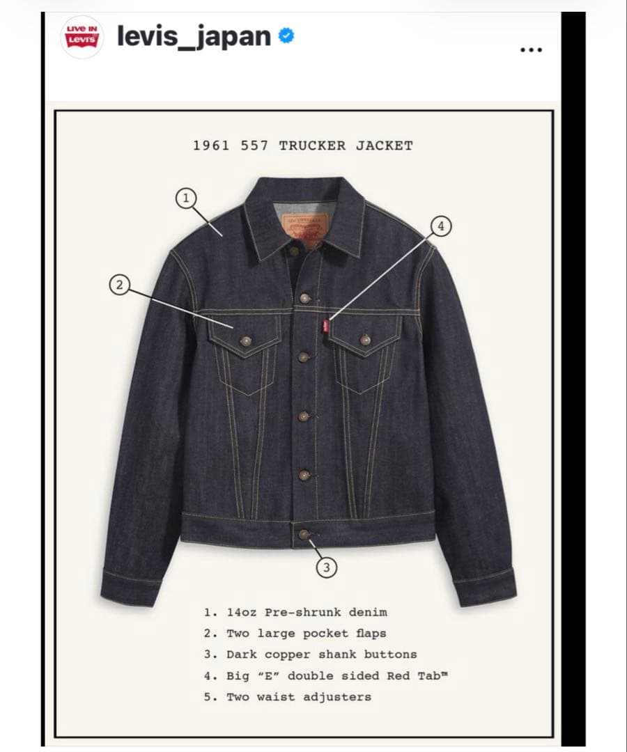 LEVI'S デニムLEVI'S VINTAGE  557XX 1961モデル