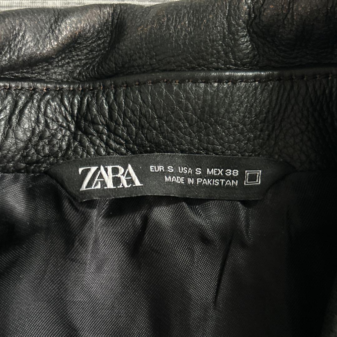 美品　ZARA ヴィンテージ加工　レザージャケット　本革　牛革　Sサイズ