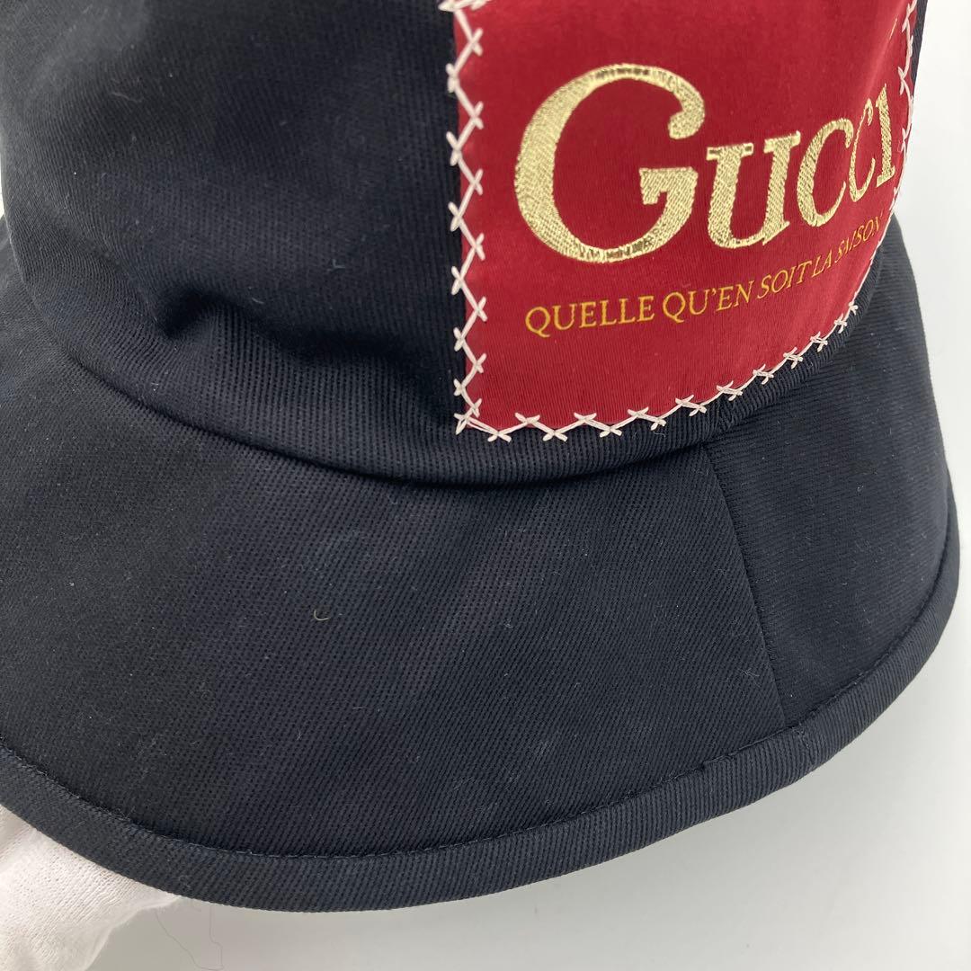 【極美品】GUCCI 627174 ロゴ パッチ バケットハット