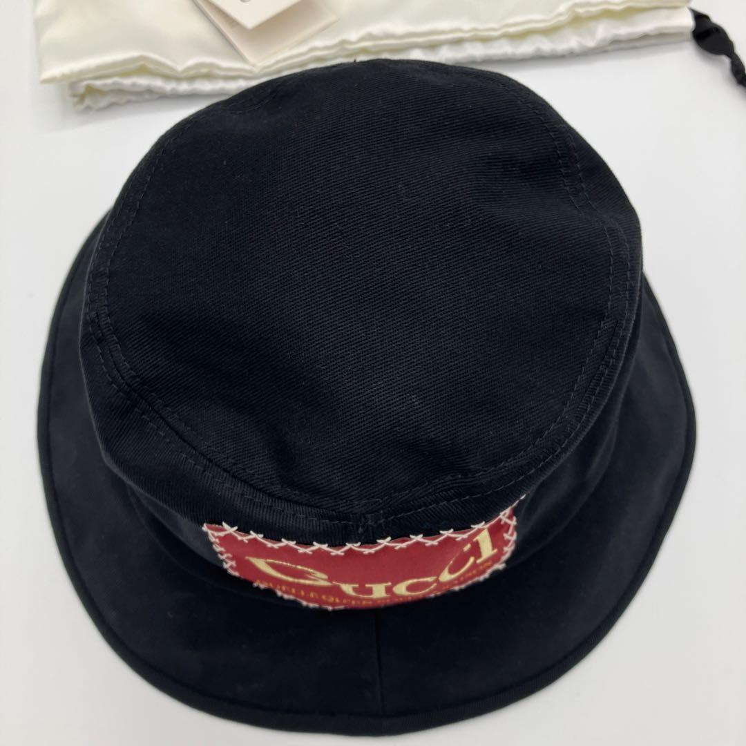 【極美品】GUCCI 627174 ロゴ パッチ バケットハット