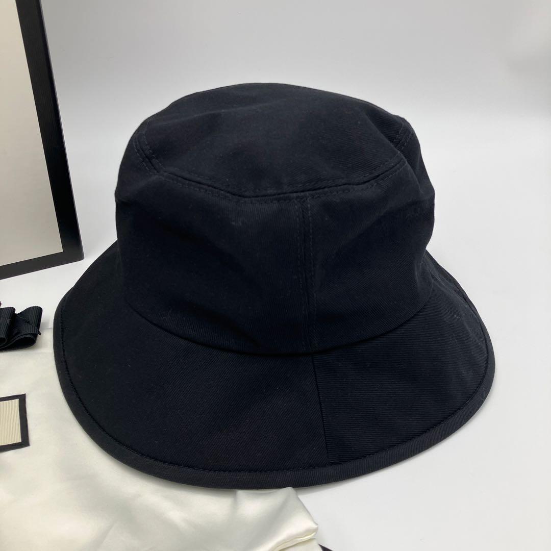 【極美品】GUCCI 627174 ロゴ パッチ バケットハット