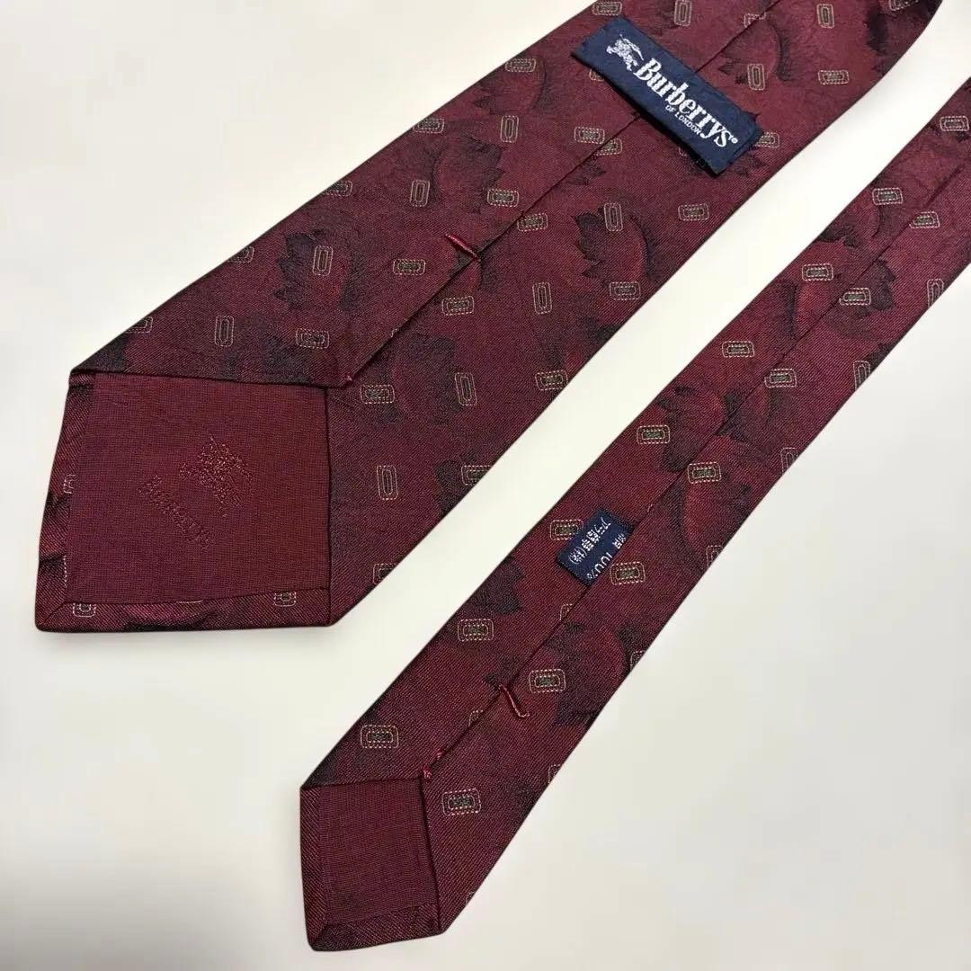 【美品】BURBERRY バーバリー ネクタイ ボルドー ホースロゴ シルク