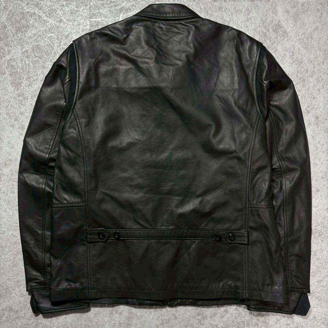 美品 AVIREX シープスキン レザージャケット ブラック 2XL ワッペン