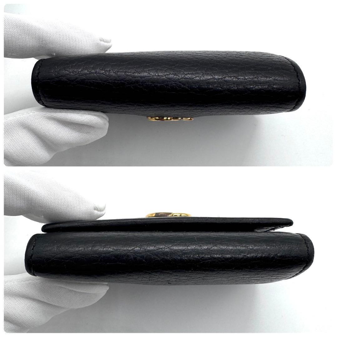 良品✨グッチ　キーケース　6連　GGマーモント　キーリング　金ロゴ　レザー　黒