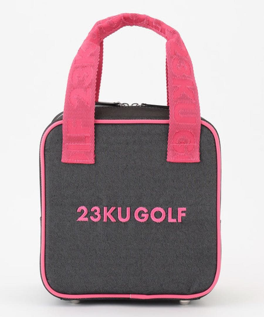 23KU GOLF 保冷機能付カートバッグ 黒/ピンク