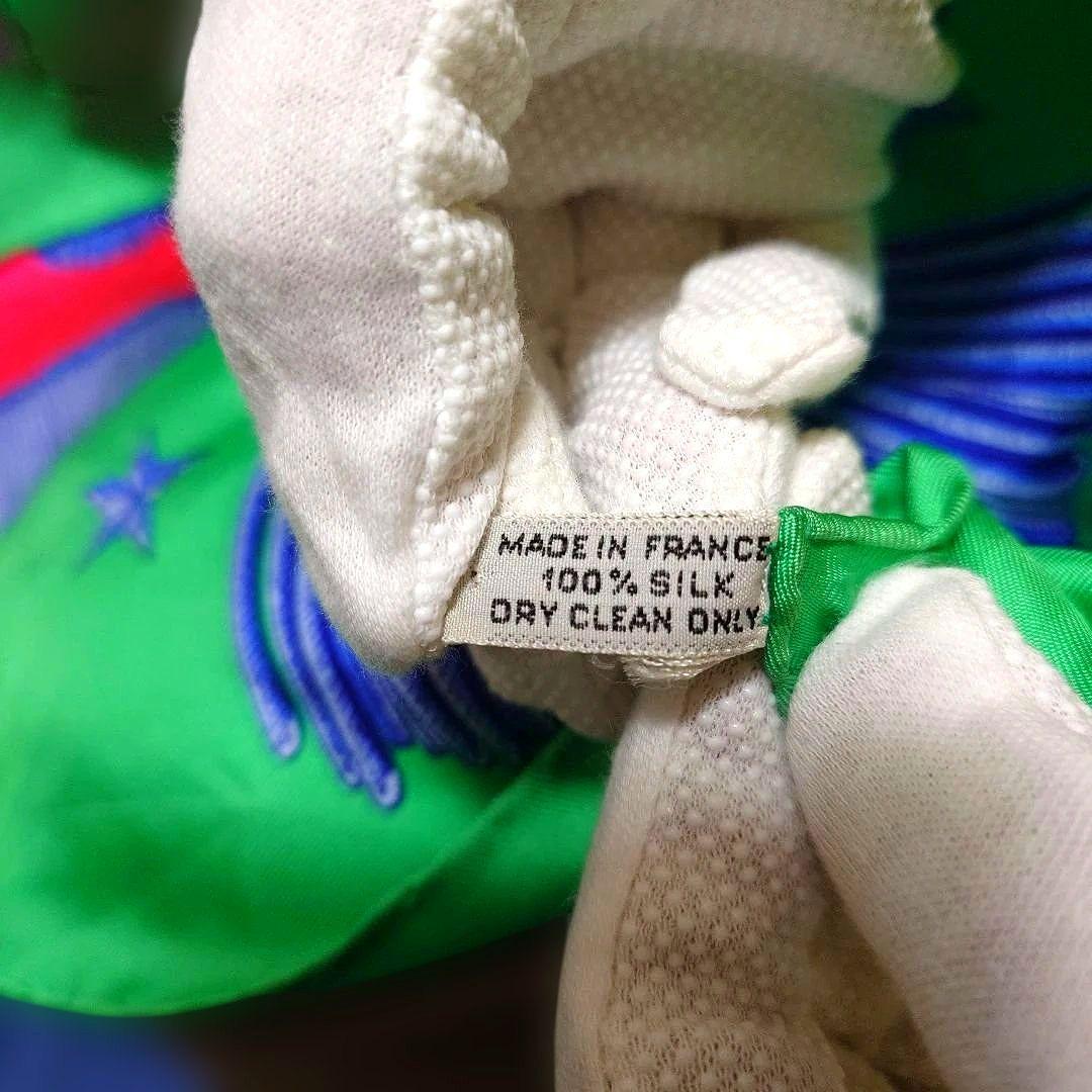 さち　HERMES シルク スカーフ 緑・赤・青