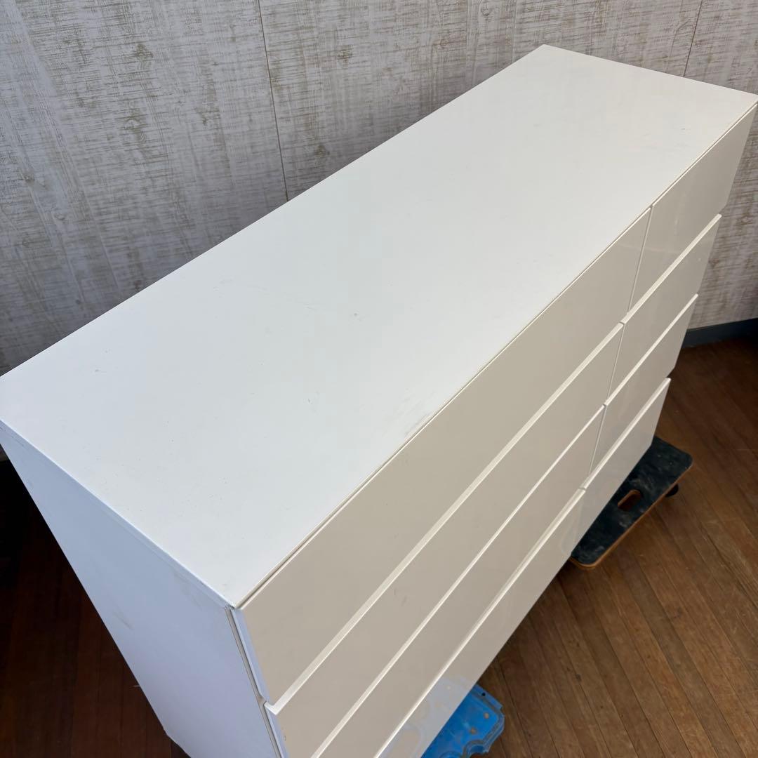 ニトリ ハイチェスト 120cm ホワイト 4段ワイドチェスト 収納家具 8杯