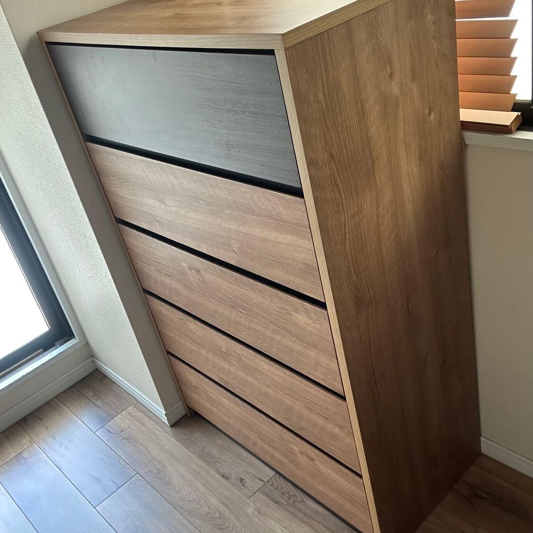 チェスト 幅80cm 5段 北欧 完成品ハイチェスト 洋ダンス 【廃盤】