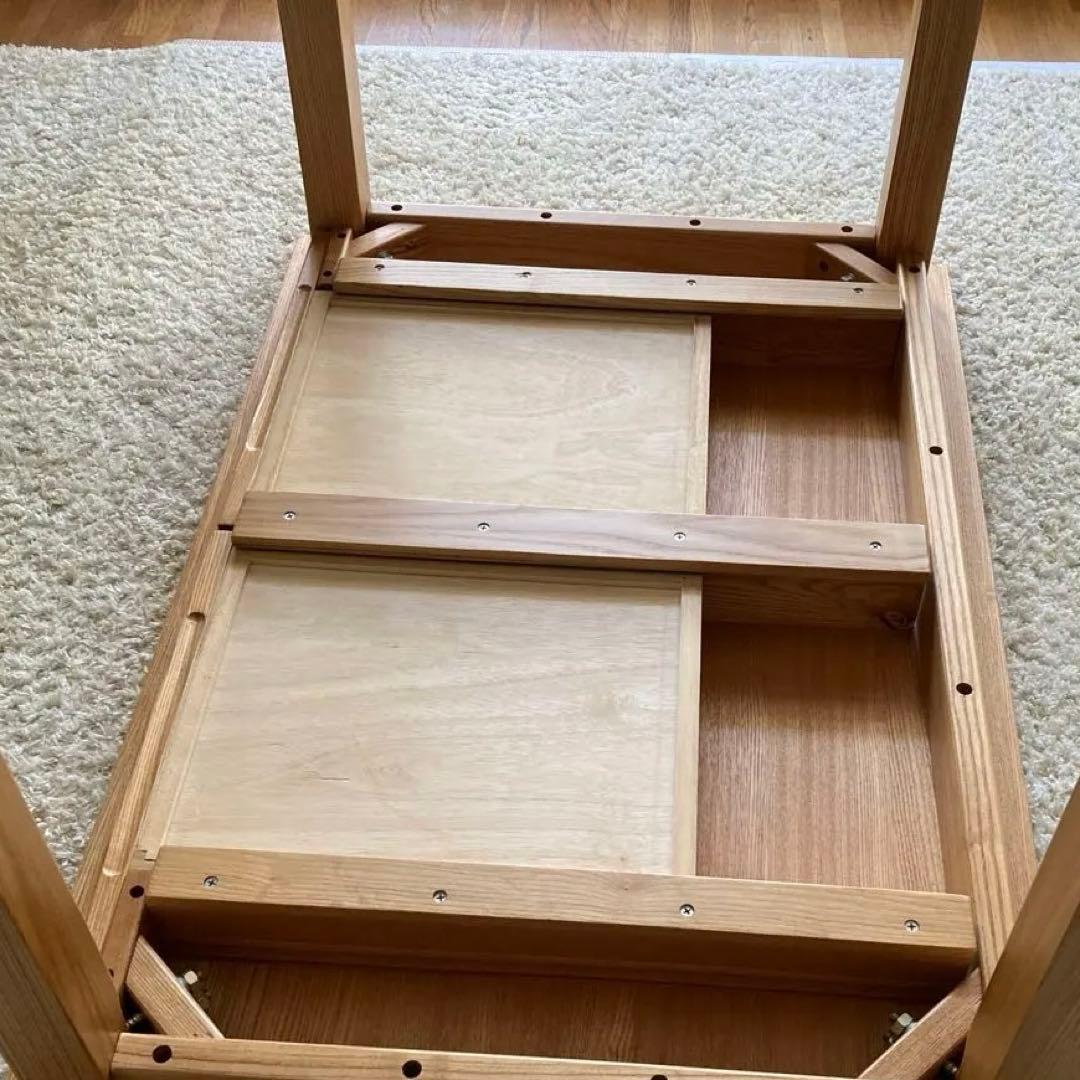 無印良品　引き出し付きタモ材ローテーブル　90x60cm