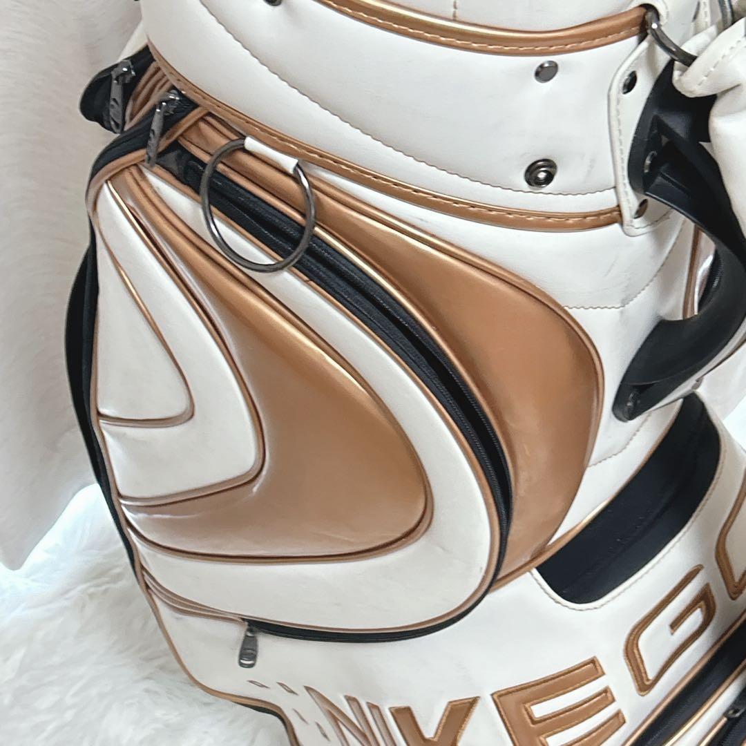 NIKE GOLF キャディバッグ ゴルフバッグ ナイキ 白 ゴールド 高級感