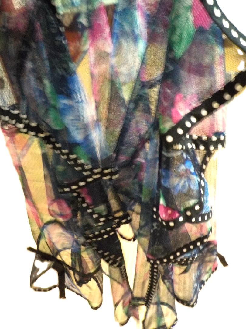 ボレロブラウス　ゴシック花柄　シースルーフリル　リボン