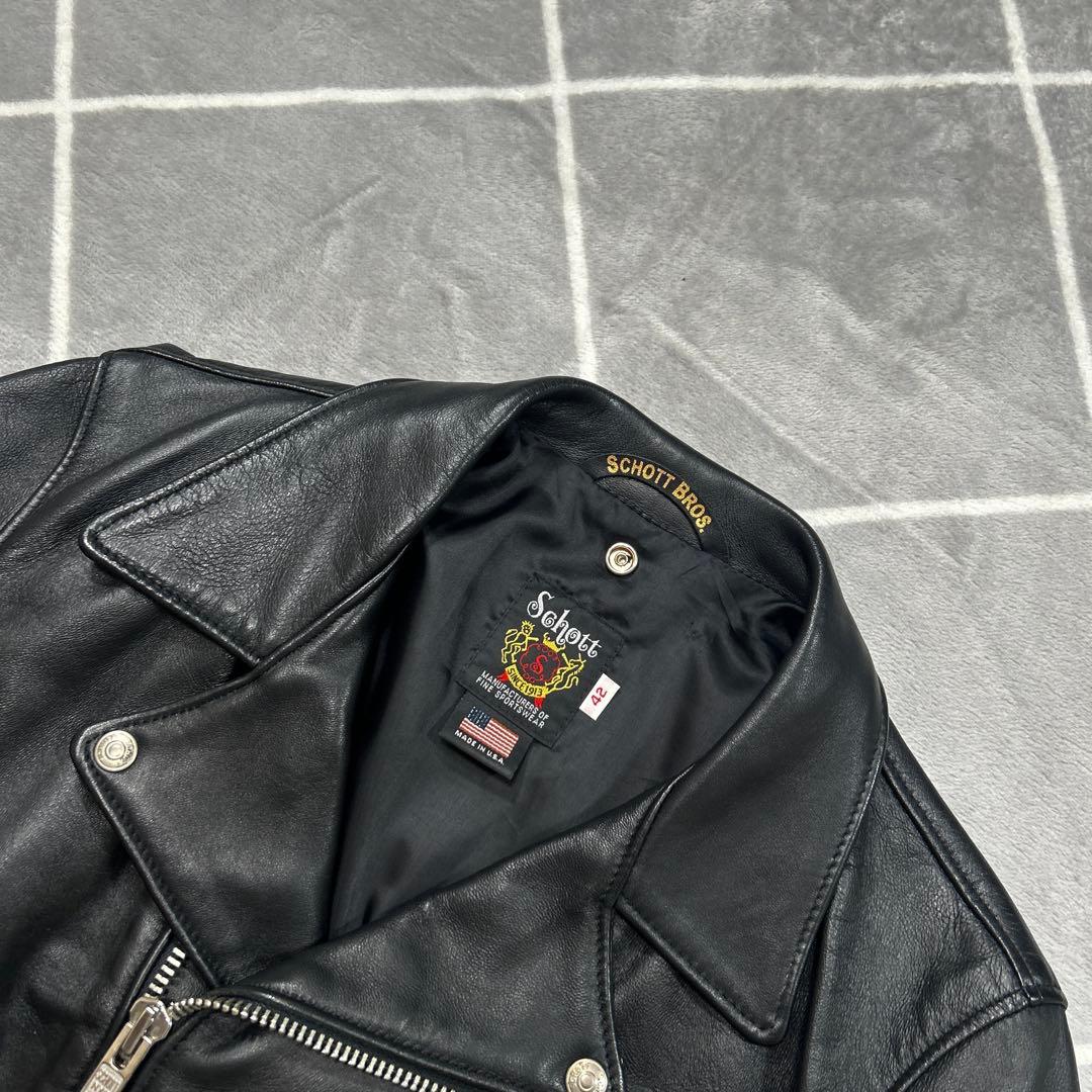 【羊革XL】極美品 上野商会 SCHOTT ショット ダブルスレザージャケット