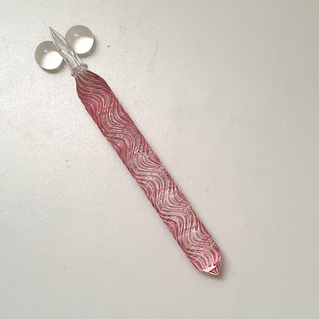HASE硝子工房　流水ショート　ガラスペン ピンク