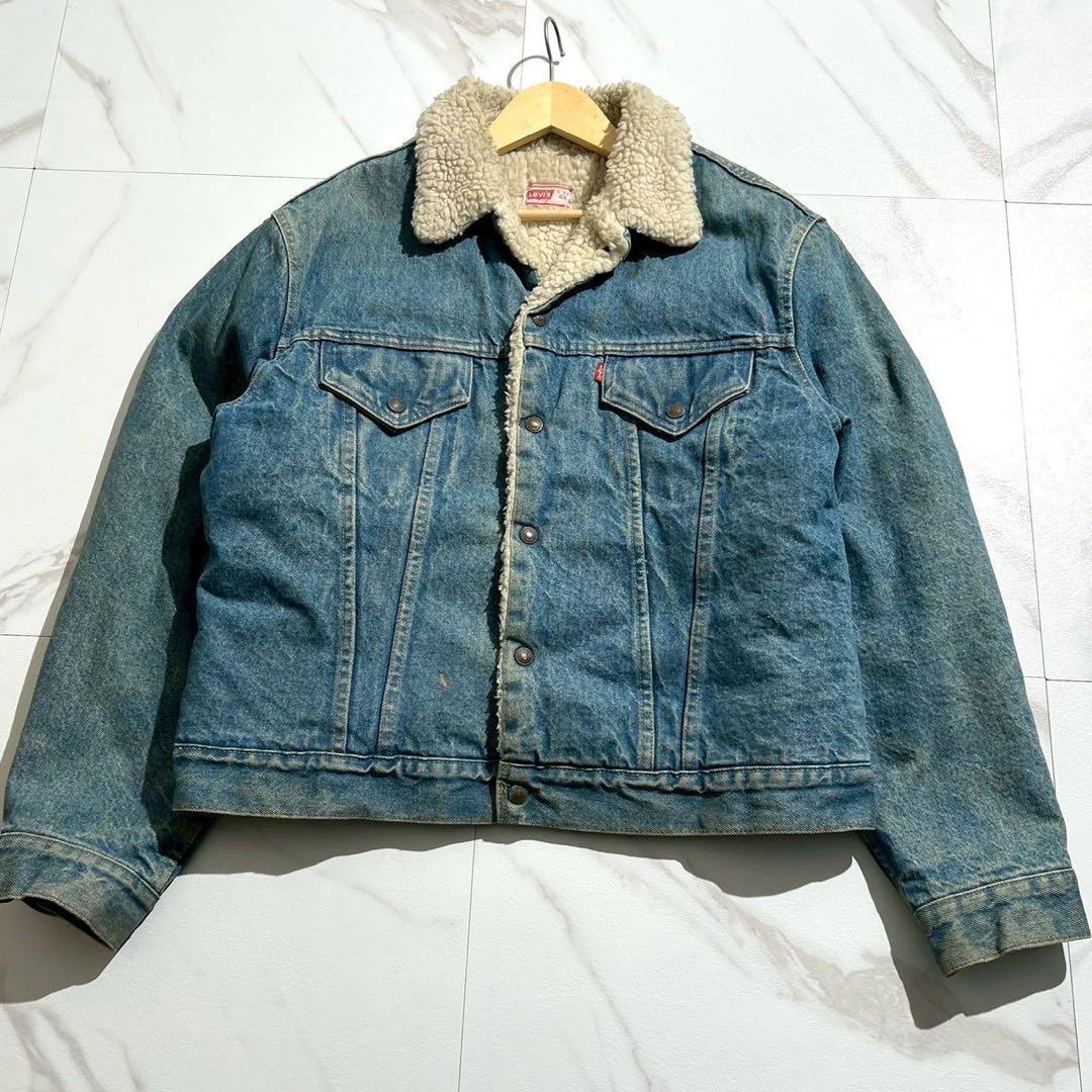 美品 70s 52刻印✨Levi's 均等V デニムボアジャケット ビッグサイズ
