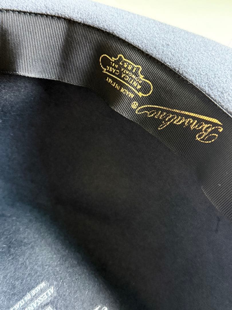 ボルサリーノ　Borsalino ネイビー ウール フェルトハット リボン付き