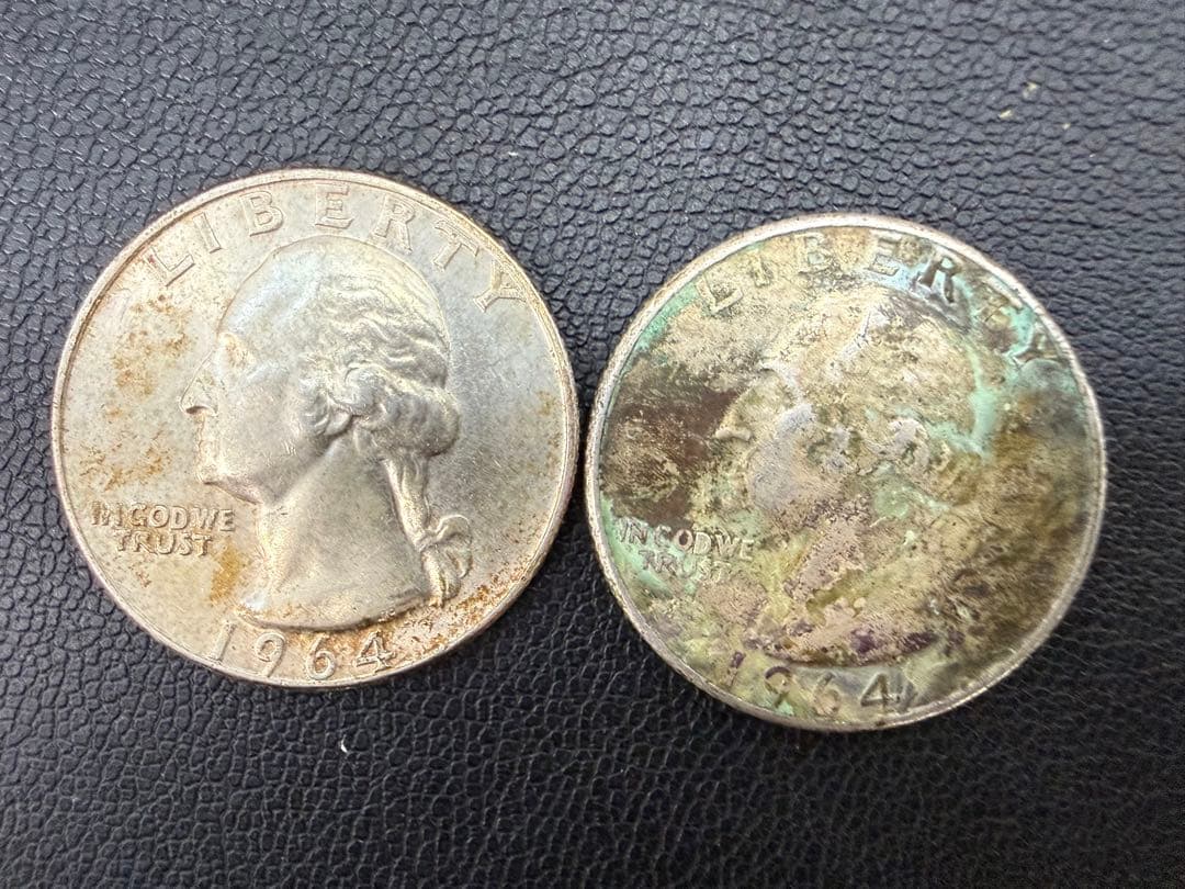 ワシントン・クォーターダラー銀貨　25セント 3枚　1958年1964年