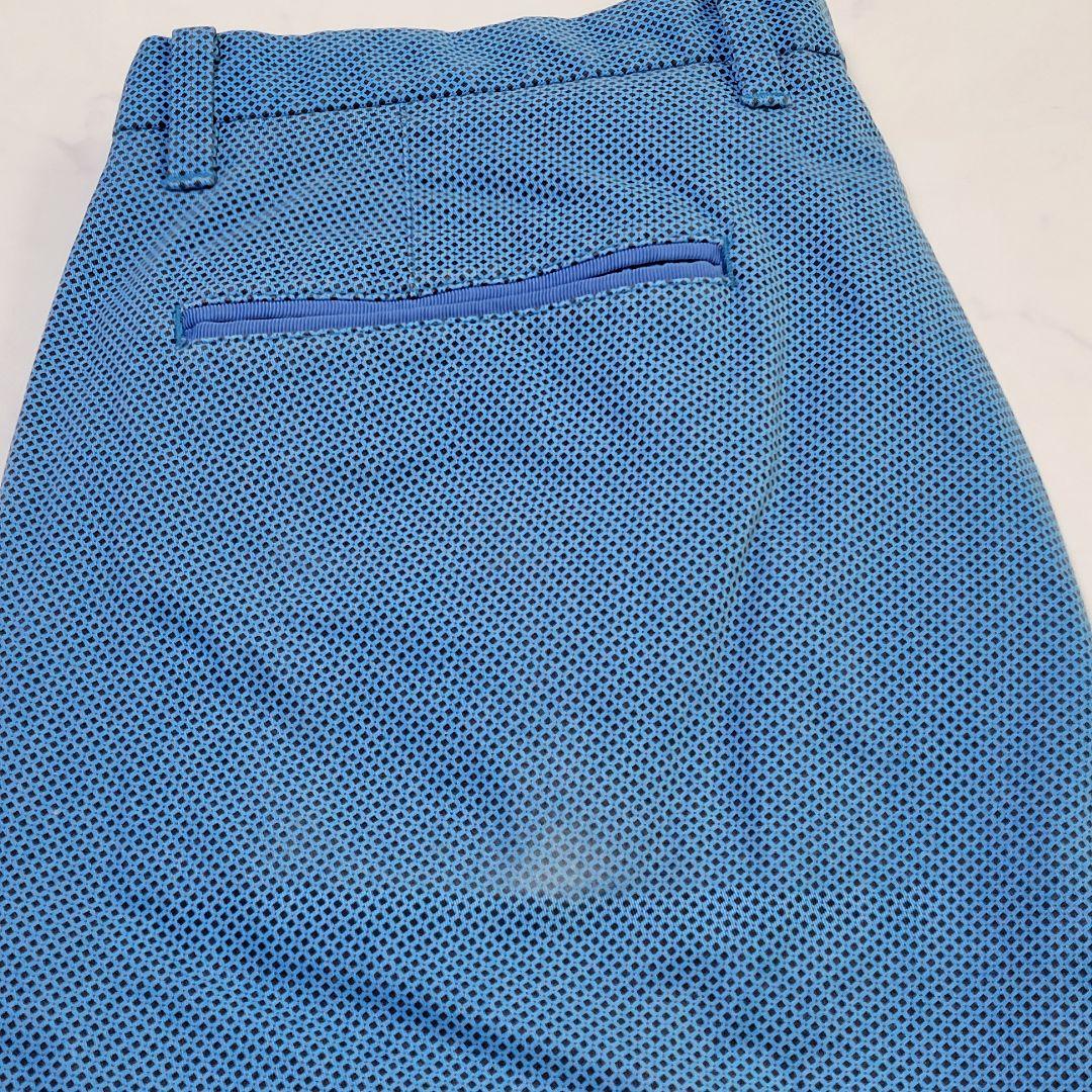 BEAMS GOLF メンズゴルフパンツ L相当 ストレッチ 青　総柄 春夏