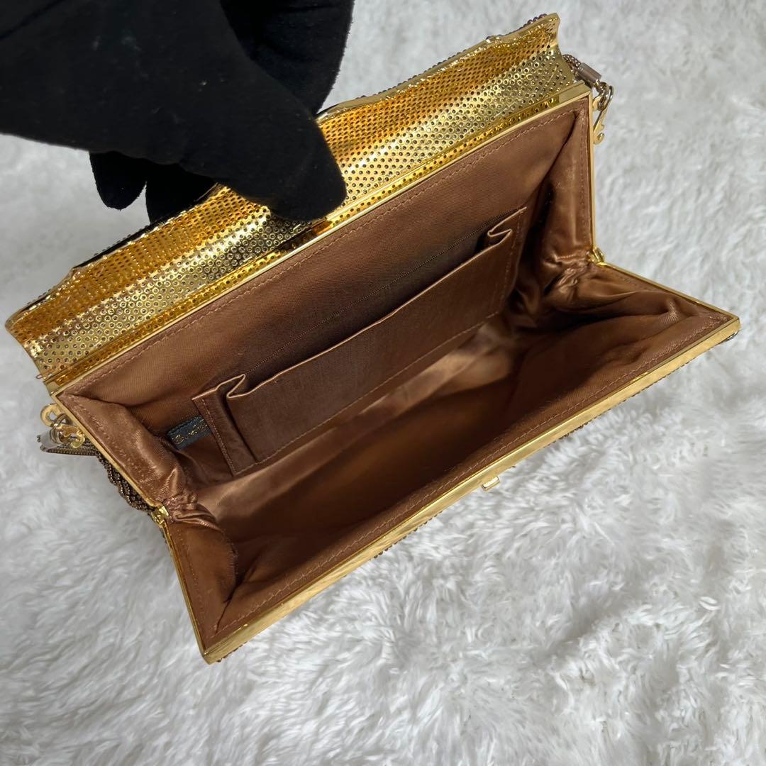 【美品】ルミーはしもと　ハンドバッグ　和装バッグ　ビーズ　ゴールド金具　ストーン