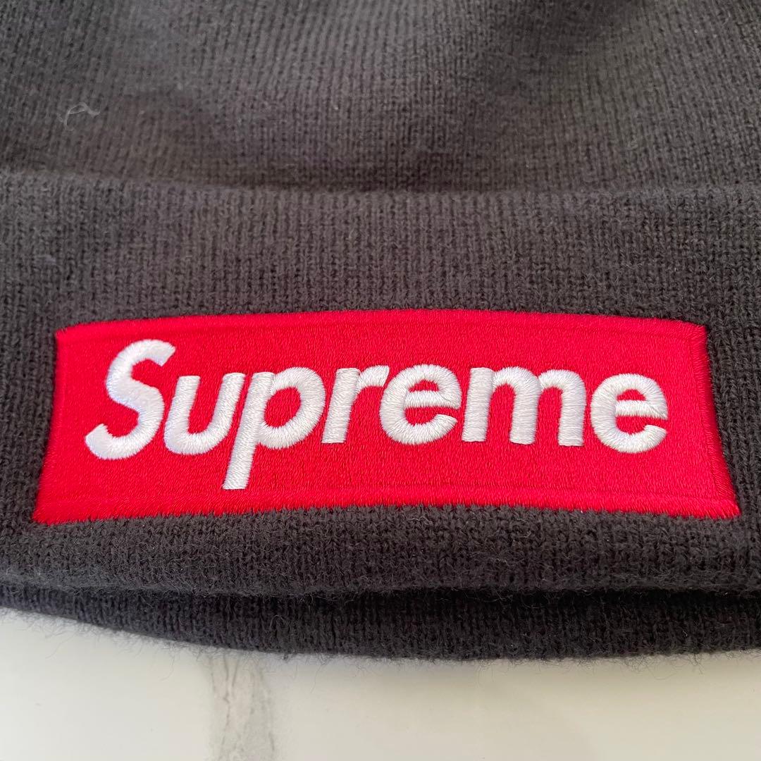 ［正規品］美品　supreme ボックスロゴ　ビーニー　ニット帽　ブラック
