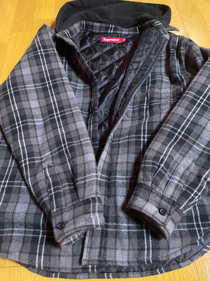 Supreme グレーチェック柄フーデットジャケット