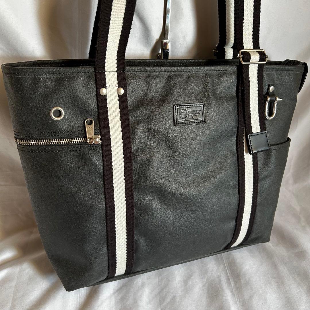 【美品】森野帆布 トートバッグ メンズ 帆布×本革 ブラック 肩掛け 人気 希少