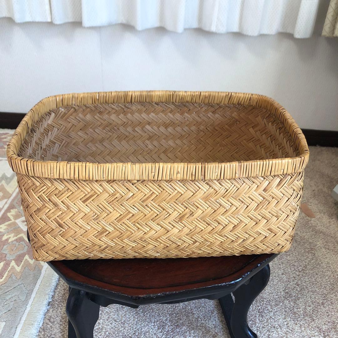 鳥越の竹細工　小行李　約38㎝×25㎝×17㎝ 鈴竹　フタなし　レトロ　レア