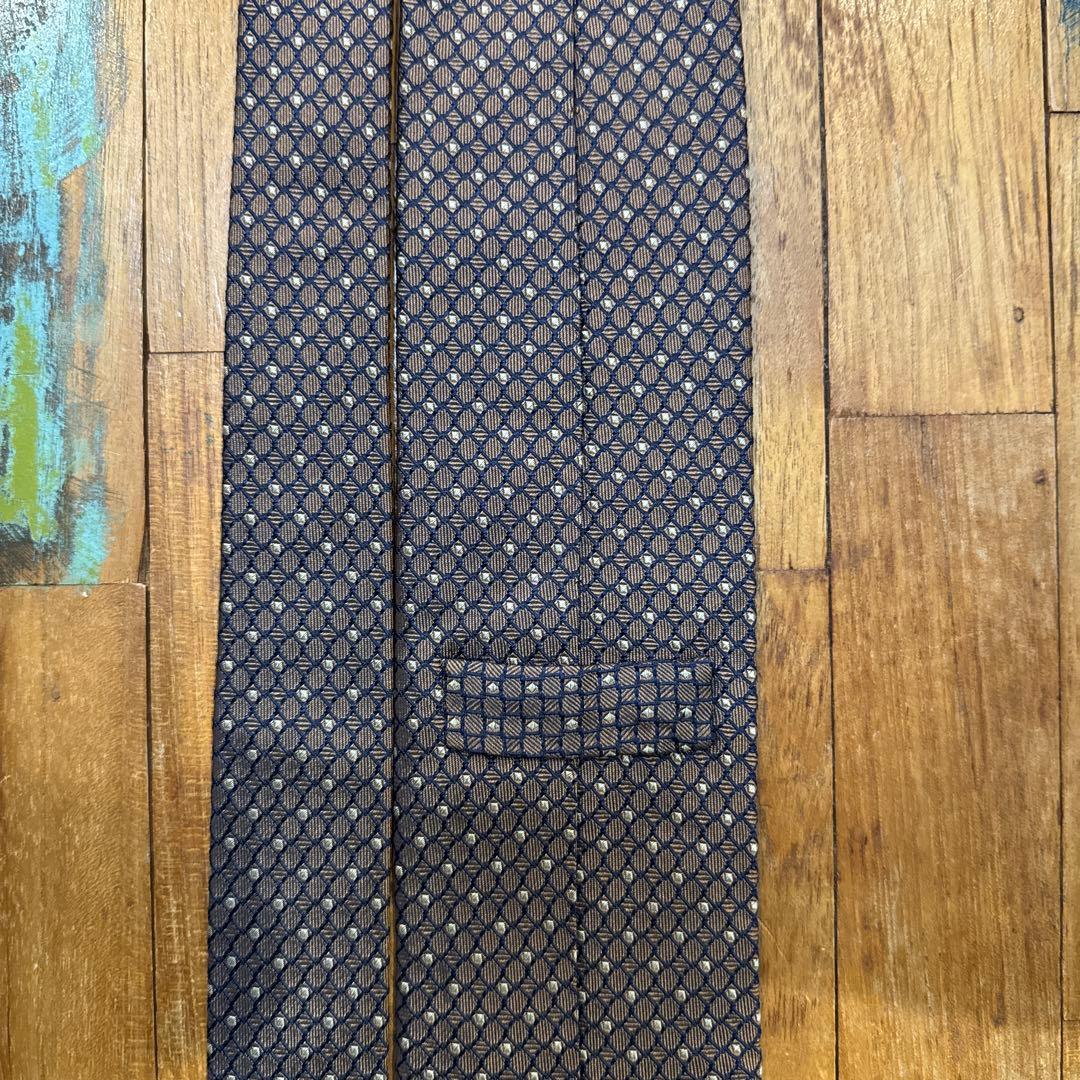 ブリオーニ　Brioni ブラウン　ネイビー　ネクタイ　肉厚　大剣8.5cm
