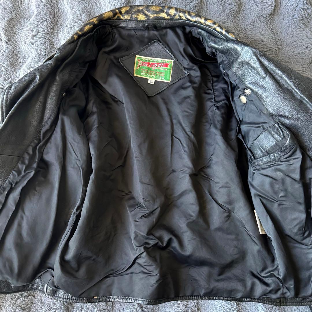 Favorite USA ダブルライダースジャケット L リメイク レオパード