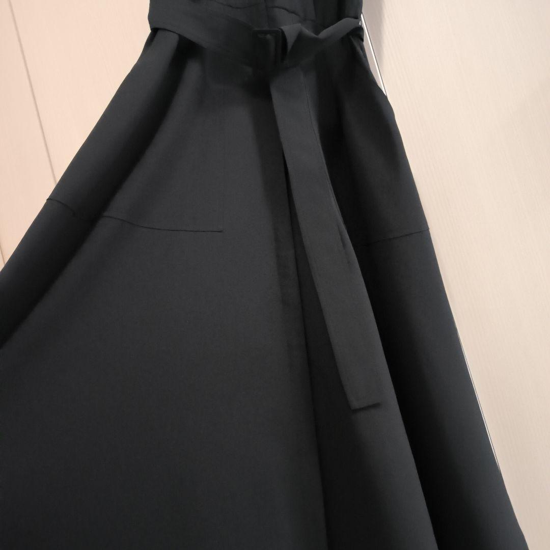 セオリー 23ss フレアワンピース ベルト CRISP POLY 黒 326