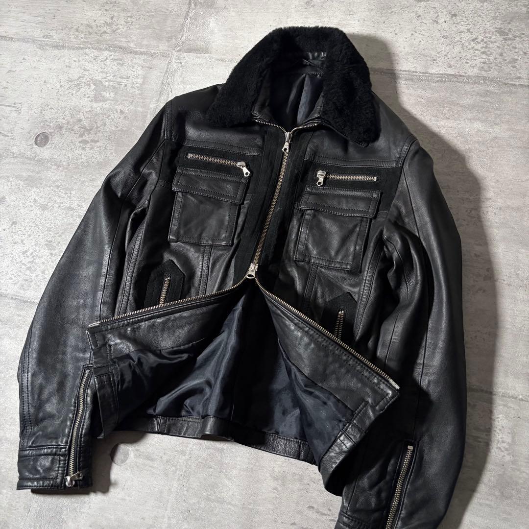 ジャケット・アウター 2000's mouton leather jacket y2k opium